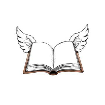 Logo da ONG Portal da Literatura: um livro aberto com asas.